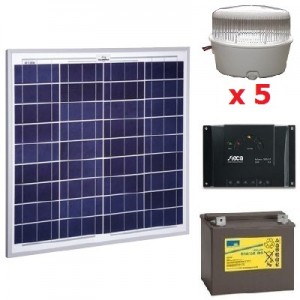 Kit solaire 5 spots LED 12V